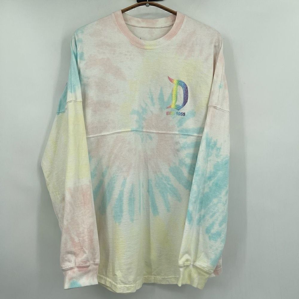 Disney Parks Multicolor Glitter Tie Dye Long Sleeve Spirit Jersey T-Shirt Small